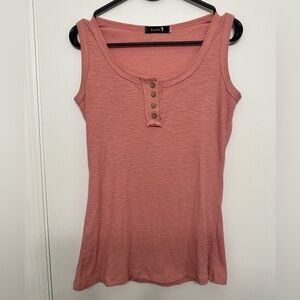 NWOT Dusty Pink Ribbed Tank with Button